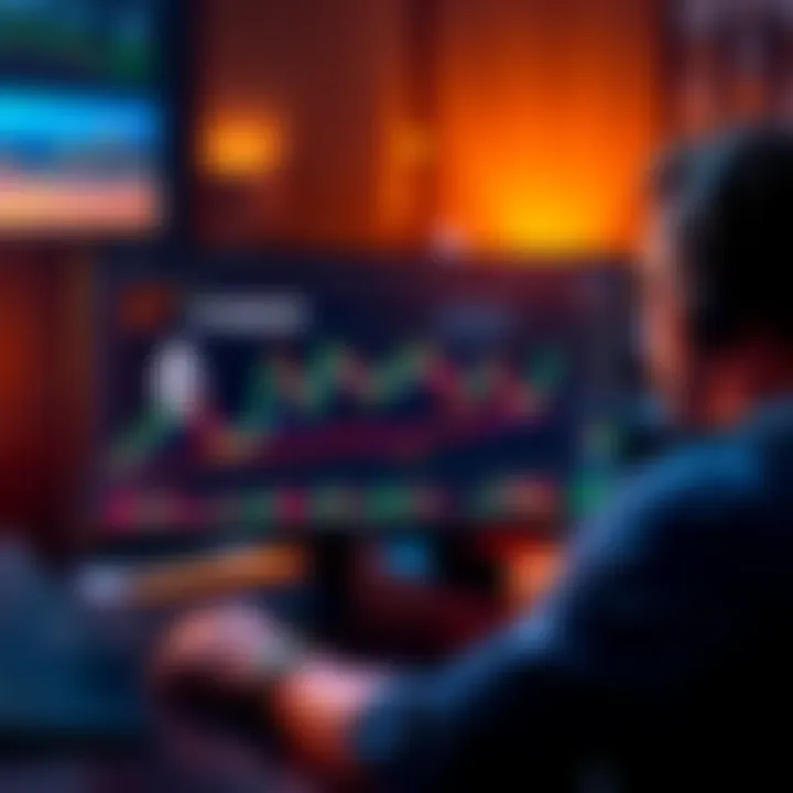 A person analyzing Ethereum market trends on a computer screen with charts and graphs.