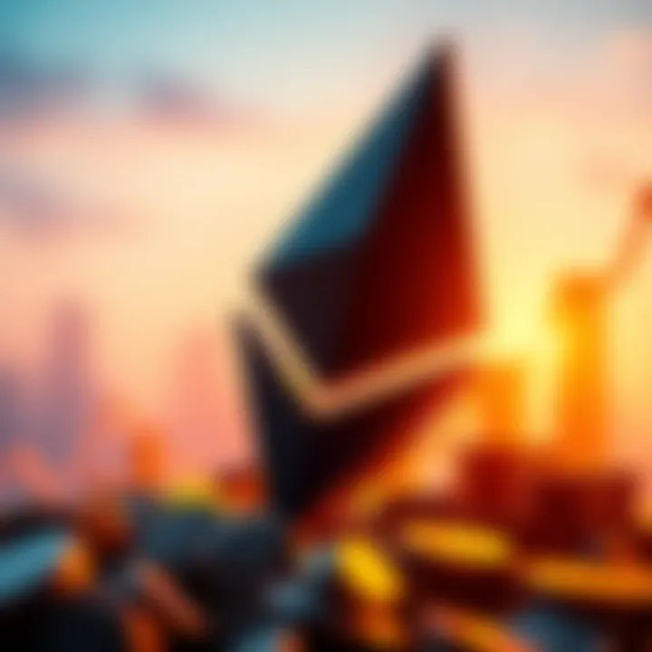 Ethereum symbol with rising graph and institutional investment icons in the background
