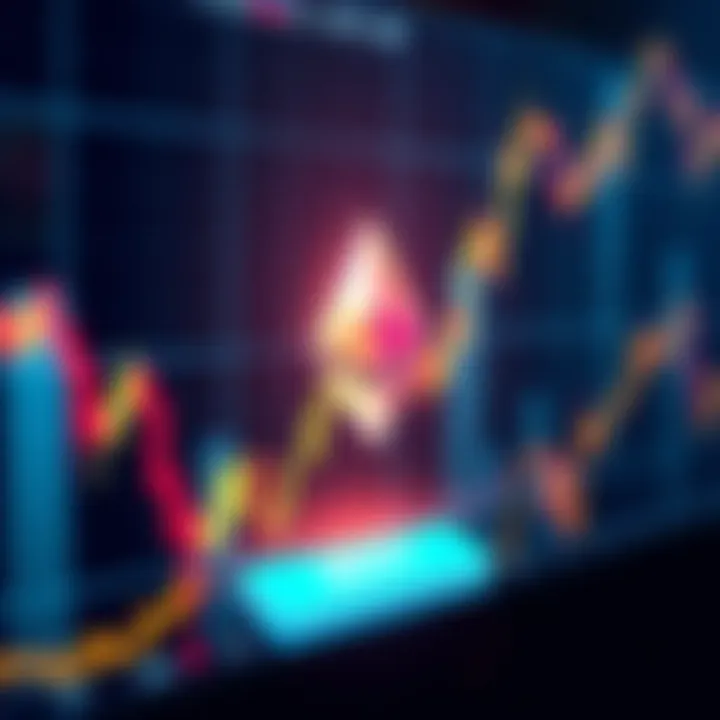 Graph showing a drop in Ethereum prices with a buy button icon