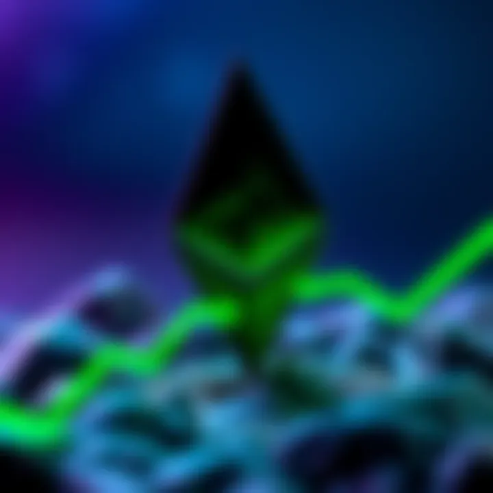Ethereum symbol with a green upward graph representing price surge in altcoin season
