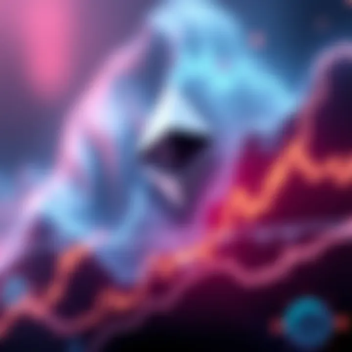 Ethereum logo with a graph showing a rise past 4500 dollars