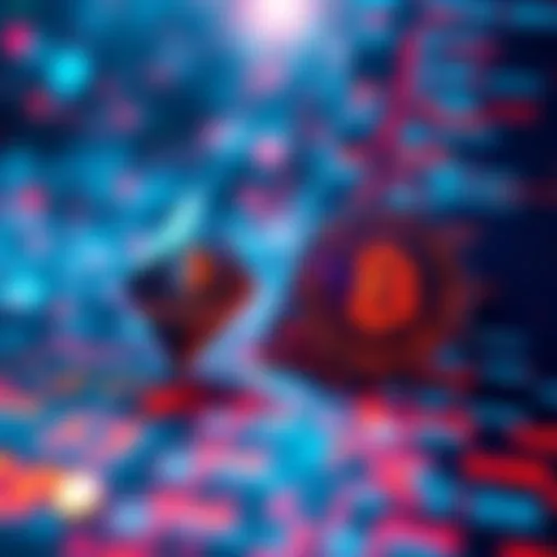 A visual representation showing conflicting blockchain elements and codes of Ethereum and Solana, illustrating their critique on determinism in technology.