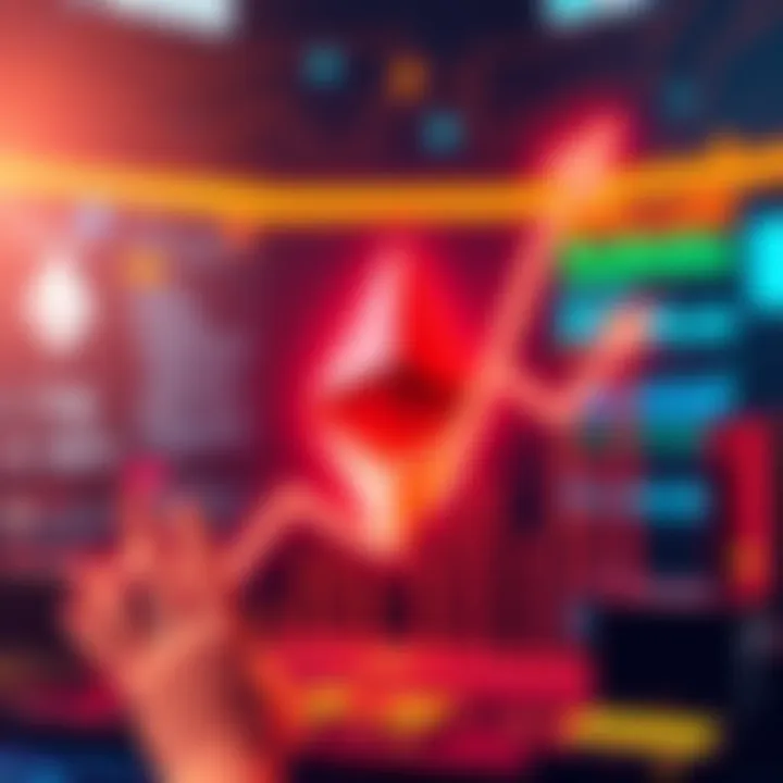 A graphic depicting Ethereum's all-time high in transactions per second with a rising arrow and digital elements