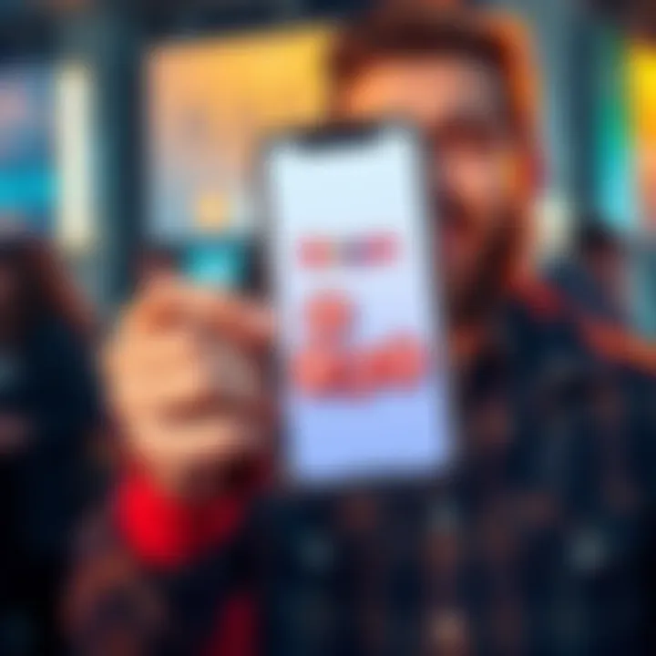 A cheerful person holding a smartphone displaying Kaspa tokens, expressing excitement about their recent purchase.