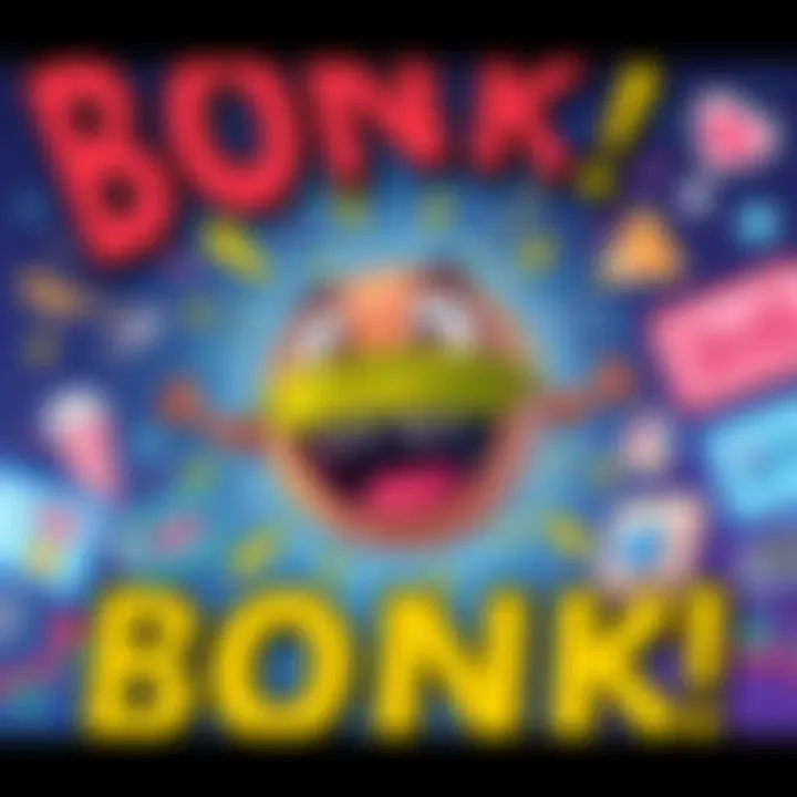 A vibrant illustration showcasing the BONK meme with bold colors and playful graphics, symbolizing its rise in popularity this season.