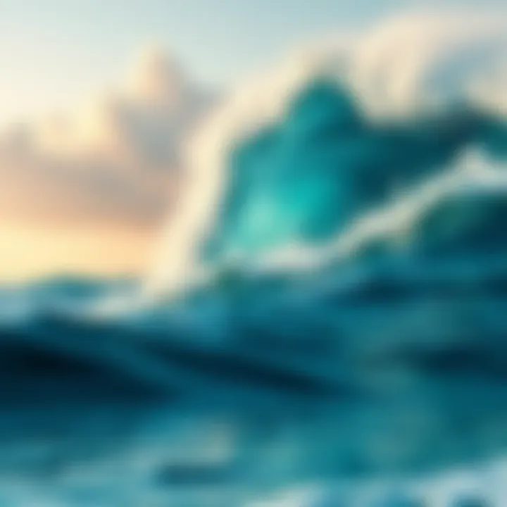 A vibrant ocean wave crashing onto the shore, symbolizing a fresh start and renewed energy.