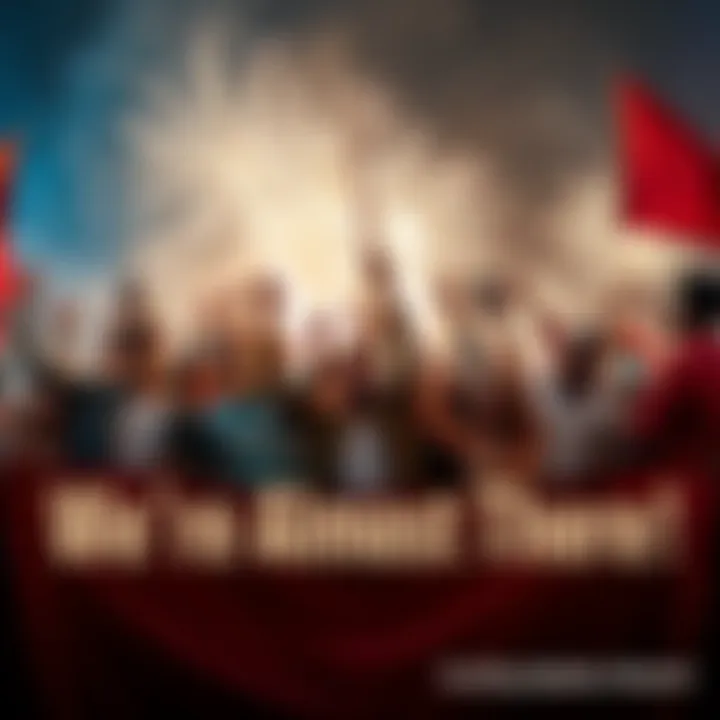 A group of diverse people celebrating with fireworks and banners, representing progress and upcoming news.