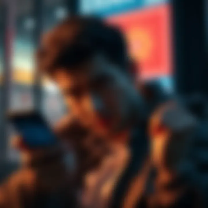 A frustrated person holding a phone with the Exodus Support logo on the screen, looking confused after being blocked for sharing personal information.