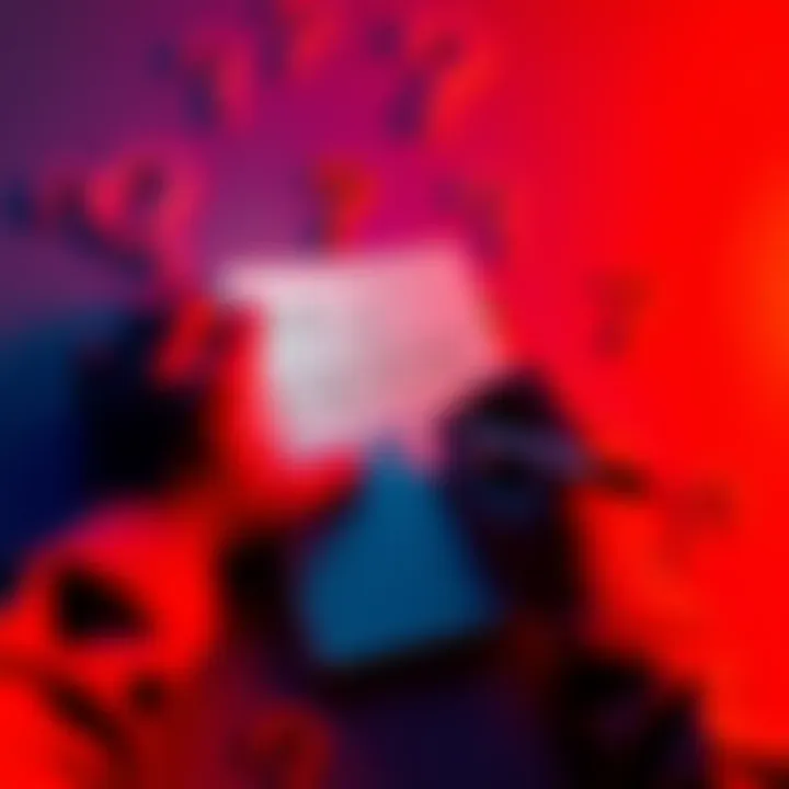 A person analyzing a statement on a notepad, surrounded by question marks