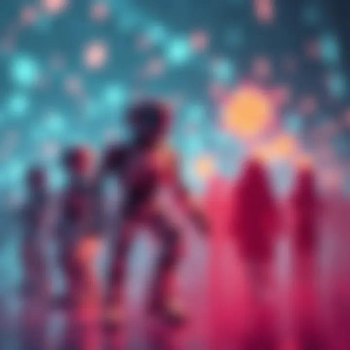 An illustration showing digital bots alongside human figures, representing the gap between subscriber numbers and real engagement on forums.