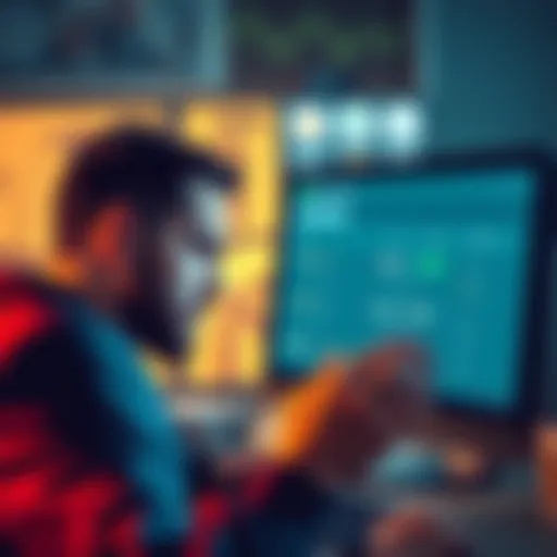 A person looking at a computer screen displaying cryptocurrency options with a frustrated expression, symbolizing long withdrawal waits.