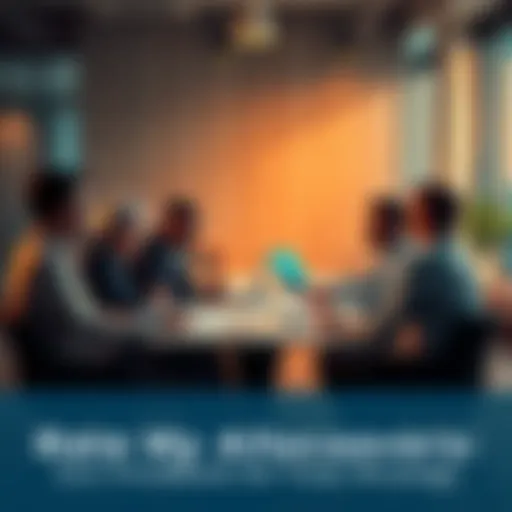 A group of people discussing allocation strategies around a table with papers and laptops.