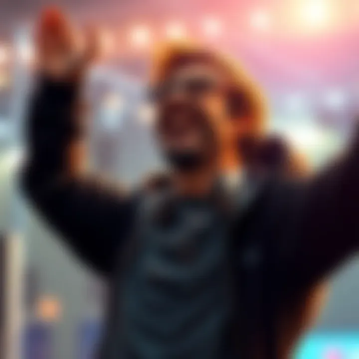 A person celebrating their first successful sale of Ethereum, showing excitement and satisfaction over an 82% profit.