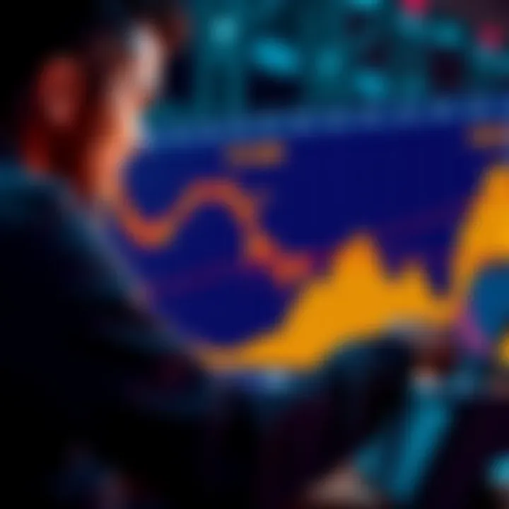 A first-time investor looking at a Bitcoin chart showing a peak price of $12,000, contemplating their investment decision.