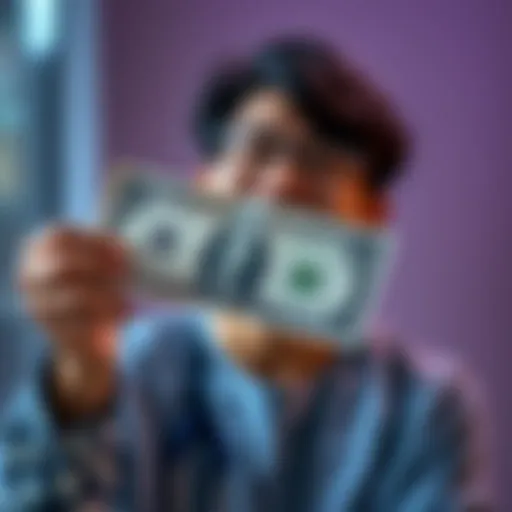 A person holding a dollar bill with a look of joy and accomplishment, symbolizing early success in their journey.