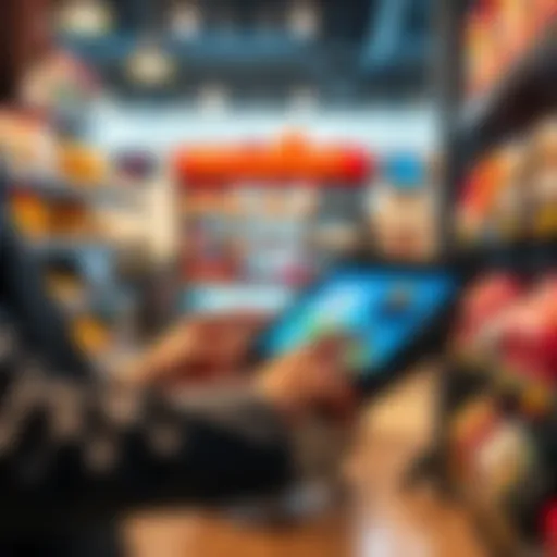 A business person using Flexa Terminal on a tablet to process a payment securely and quickly in a store