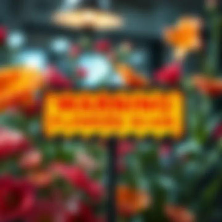 A warning sign with flowers in the background, indicating a potential scam when clicking an unsubscribe link.