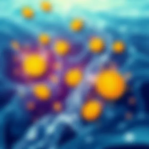 Illustration of flowing money resembling rivers with bitcoin symbols floating in the water, highlighting the contrast between free movement and holding onto funds.