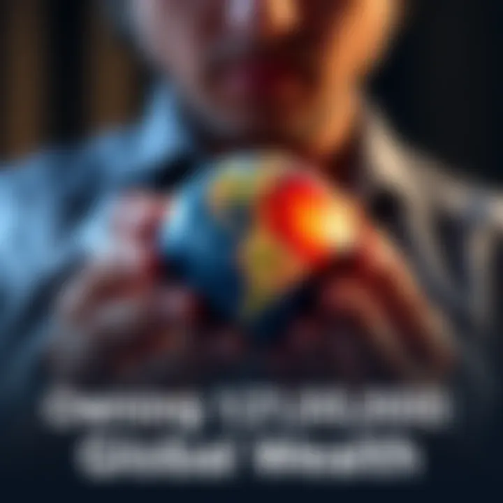 A person holding a small piece of a globe symbolizing ownership of global wealth