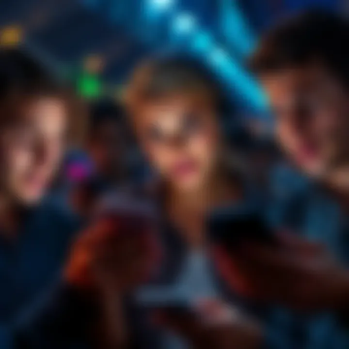 A group of people looking at their phones with frustrated expressions while checking Coinbase app limitations