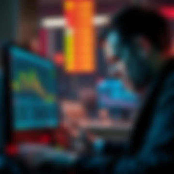 A frustrated trader looking at falling crypto prices on a computer screen, symbolizing bad investment advice.