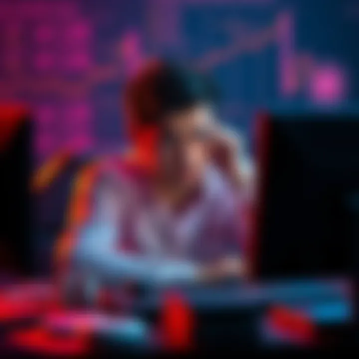 A person sitting at a computer, looking frustrated while managing multiple crypto wallets for cross-chain swapping