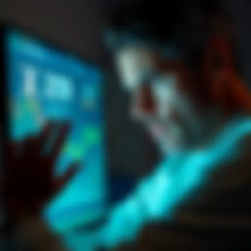 An investor looking at a screen displaying XRP price changes with a disappointed expression