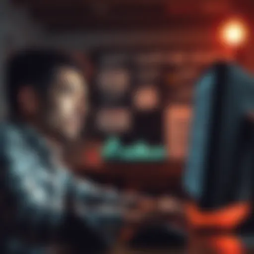 A person looks frustrated while filling out a survey on their computer, showing signs of technical issues.