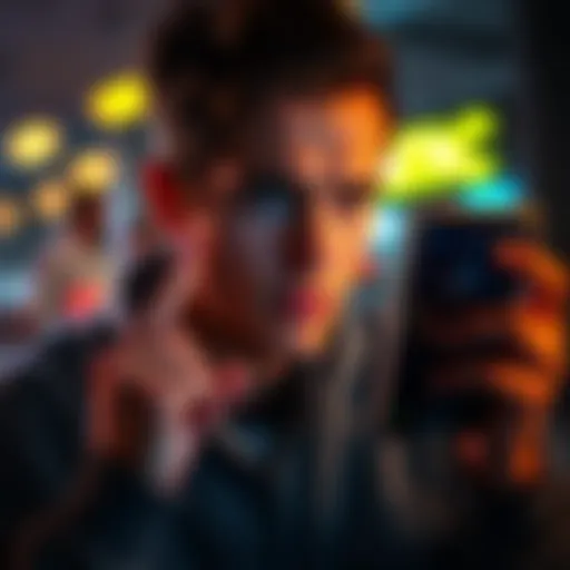 Individual looking confused and frustrated while using a cryptocurrency trading app on their phone