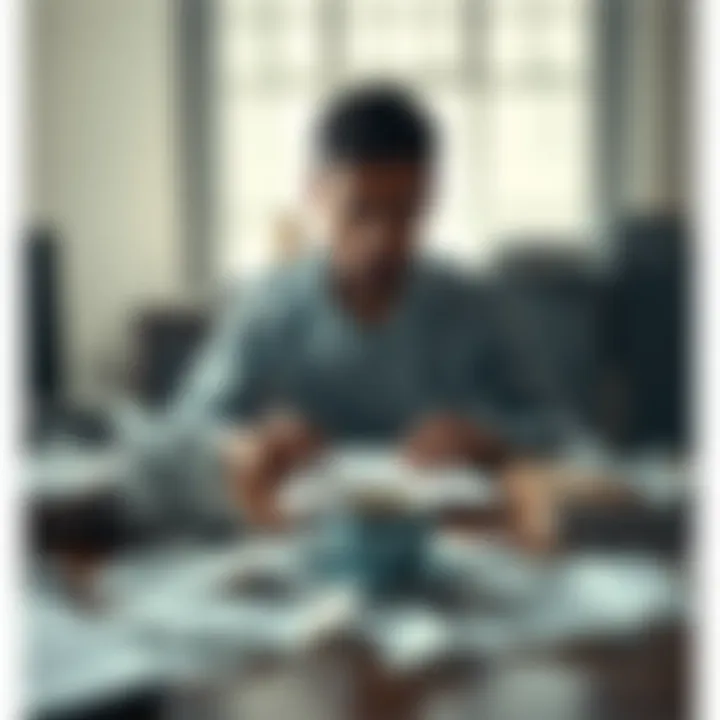A person sitting at a desk with a frustrated expression, writing an open letter, surrounded by crumpled papers and a cup of coffee, reflecting feelings of exhaustion.