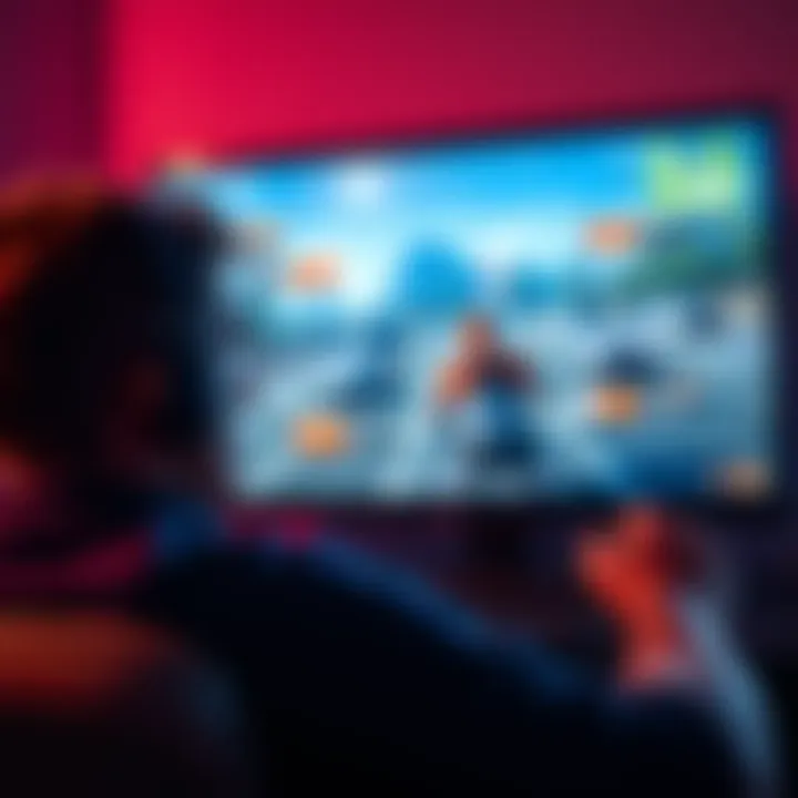 A gamer looks annoyed while watching a lengthy advertisement on their screen, with game graphics in the background.