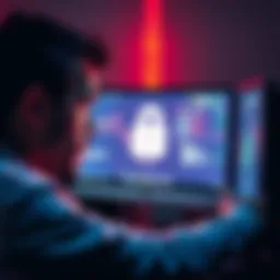 A concerned person looking at a computer screen showing a locked crypto account, symbolizing restricted access to funds.