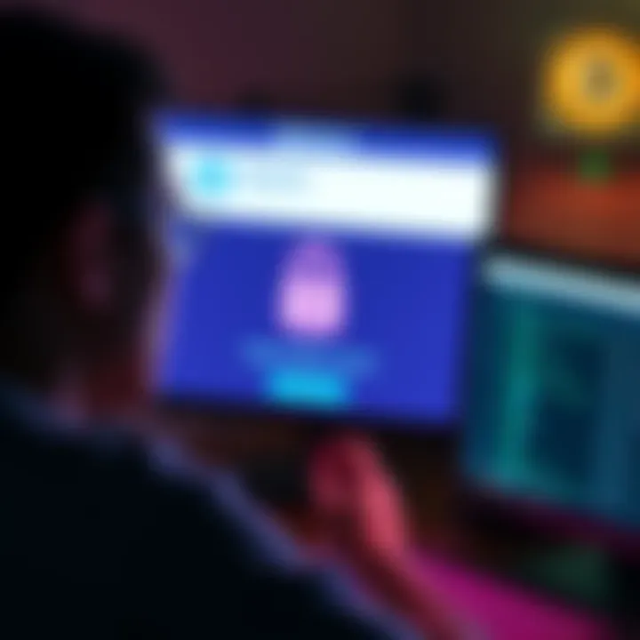 A person showing frustration while looking at a computer screen displaying a locked account notification