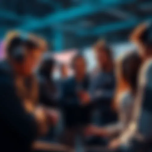 Group of diverse players discussing strategies and sharing updates about FTP games.