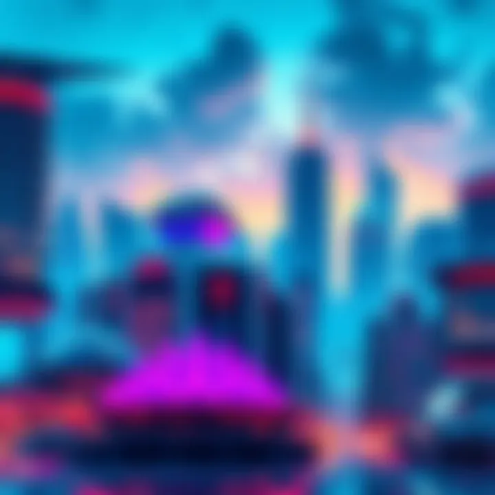 A montage of futuristic buildings and technology representing innovation and change expected in 2025.