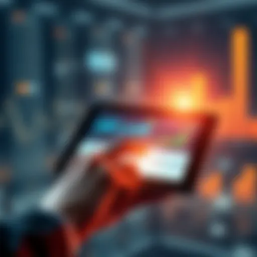 A person holding a tablet displaying financial charts and graphs, symbolizing innovation in finance.