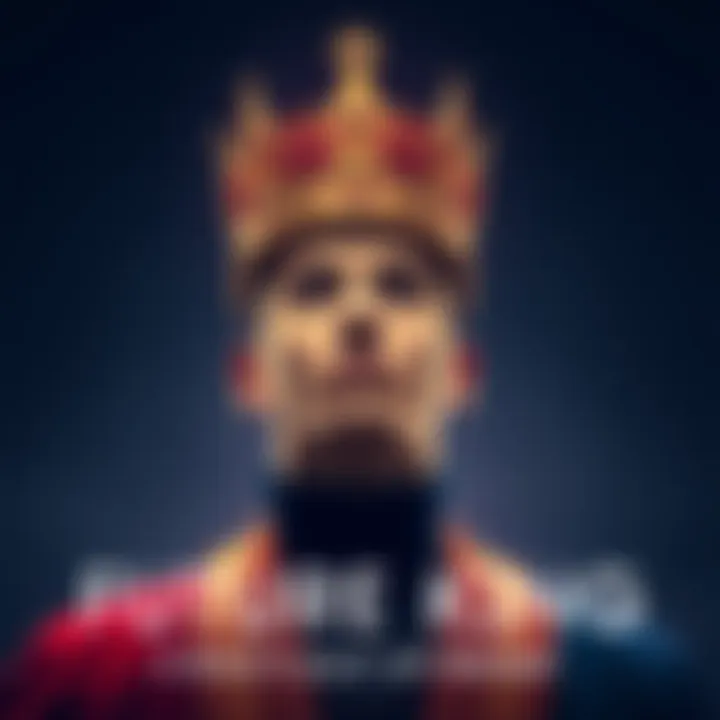 A confident person wearing a crown, standing tall with a hopeful expression, symbolizing ambition and legacy.