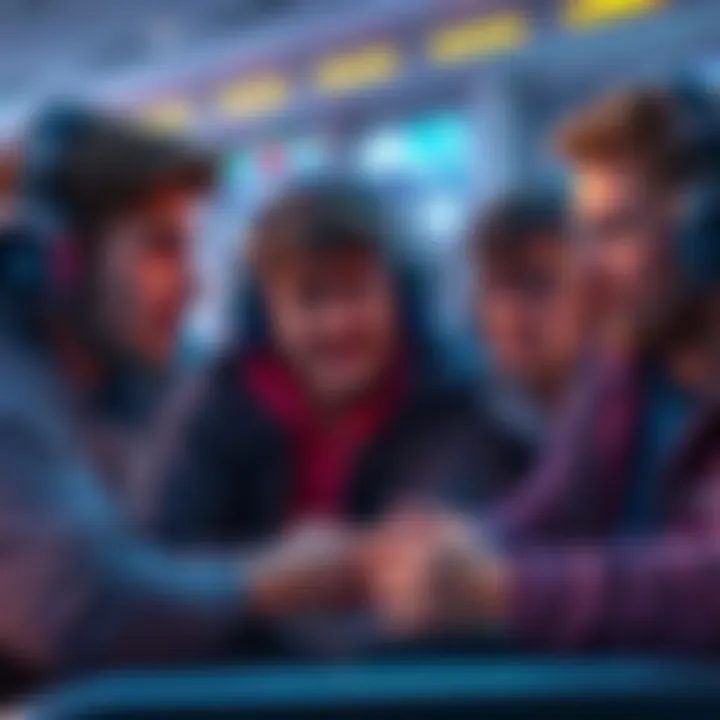 A group of frustrated gamers discussing poor advertising for Atlas Earth, with visible expressions of annoyance and disappointment.