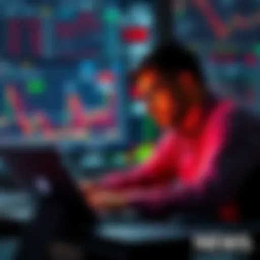 A focused investor analyzing financial charts on a laptop, considering market trends without buying during ATL dip.