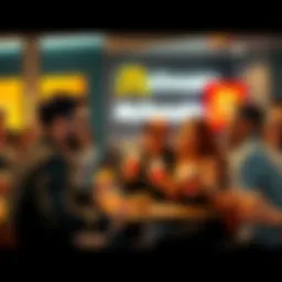 A group of people enjoying food and laughing together at McDonald's during a meet-up