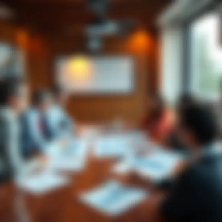 A group of people discussing the GENIUS Act in a meeting room, with charts and documents on the table