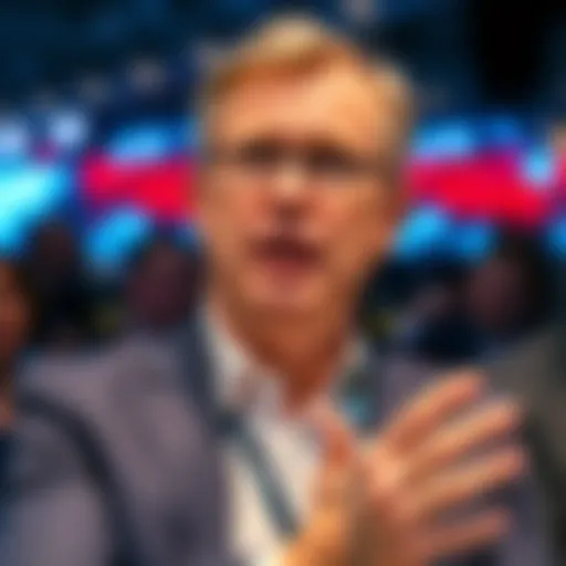 A German central banker speaks at a blockchain event, discussing cryptocurrencies and CBDCs with attendees.
