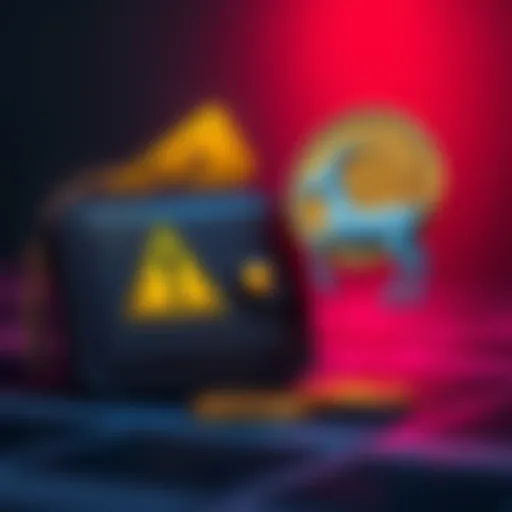 A graphic showing a wallet with a warning symbol and a GOAT token floating near it, highlighting cryptocurrency risks.