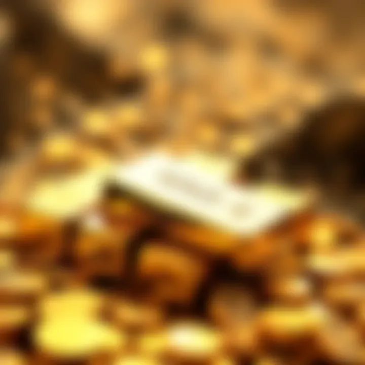 A collection of gold bars and coins representing investment in gold.