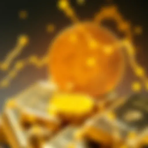 A visual representation of falling gold bars beside a rising Bitcoin symbol, illustrating the drastic market changes.