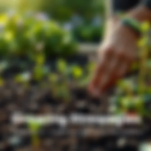 A person planting seeds in a garden representing growth and progress.