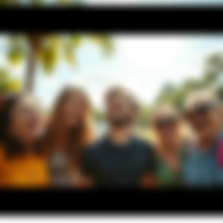 A group of people smiling and laughing together in a park on a sunny day, celebrating life's simple pleasures.