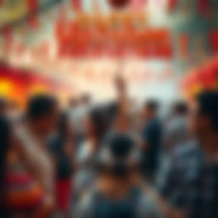 A colorful community celebration with people enjoying festivities and activities during October.