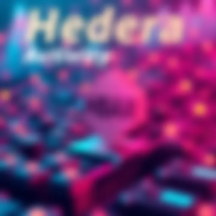 A graphic showing rising developer activity on Hedera with the HBAR token logo and DeFi symbols