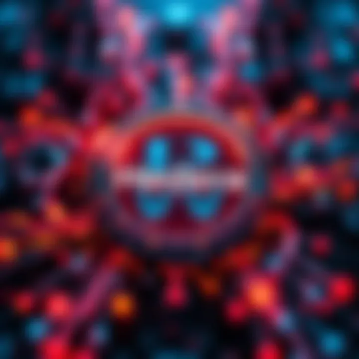 Hedera logo surrounded by digital elements symbolizing Web3 technology and growth
